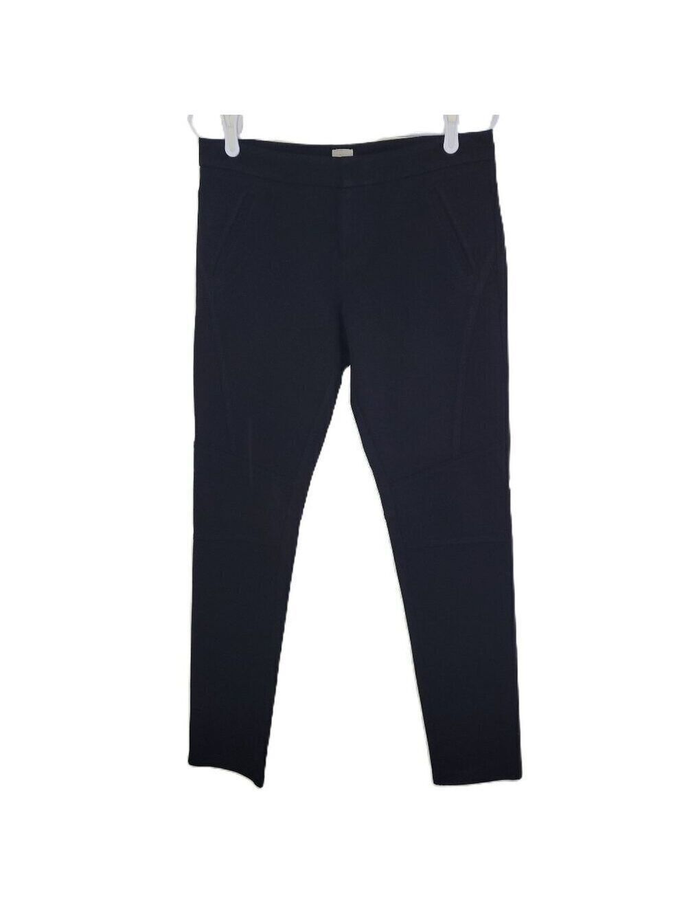 Ecru Black Ponte Stretch Slim Straight Leg Ankle Pants Women’s Size 6